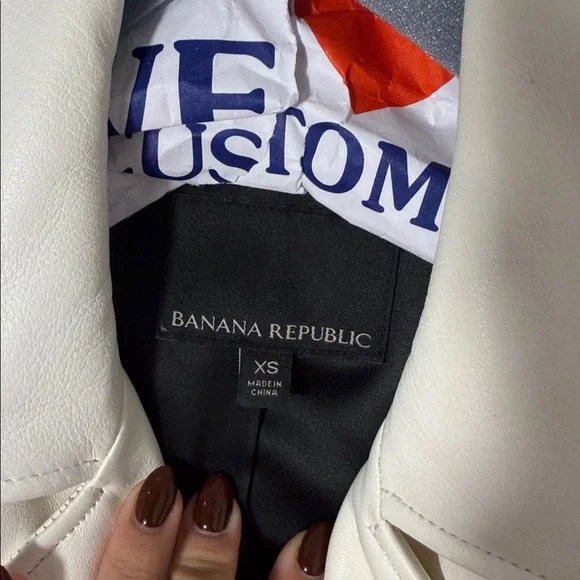 Banana Republic Leather Moto Jacket,‎ White SIZE XS             #425039 N0714 - Picture 8 of 9
